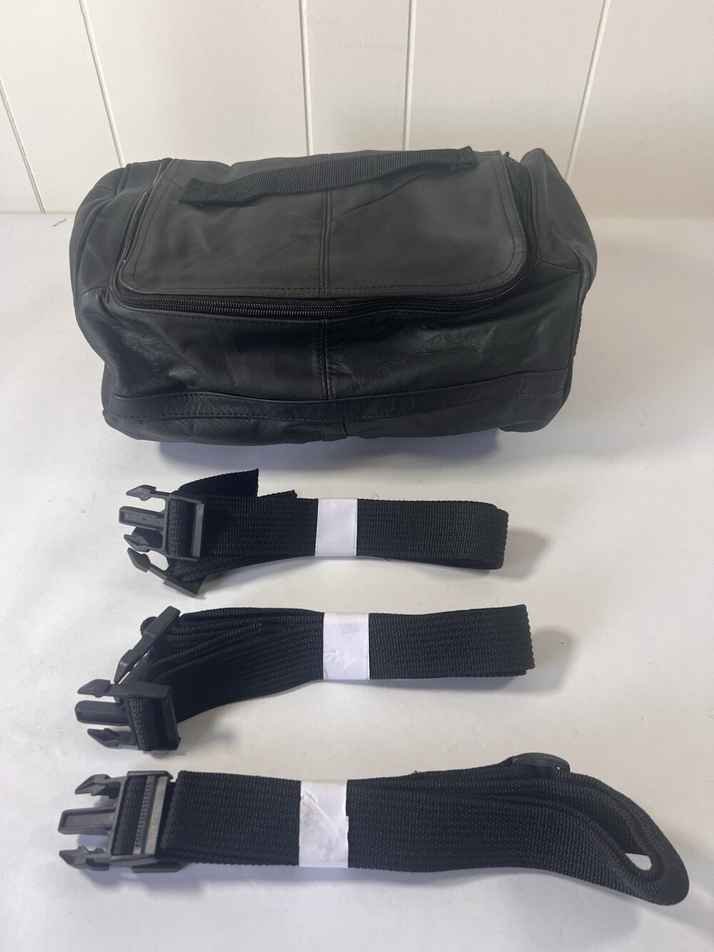 Harley Carroll Leather Round Motorcycle Travel Bag 13 x 9 Sissy Bar Luggage Rack